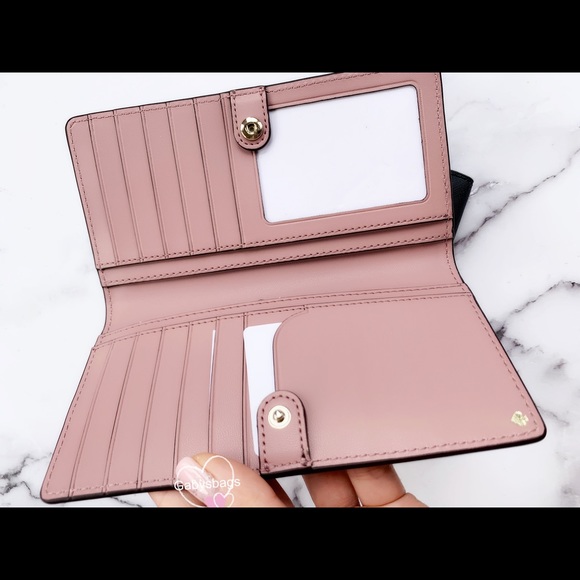 Kate Spade Bifold Wallet Black Floral pink - Picture 8 of 8